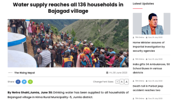 Water supply reaches all 136 households in Bajagad village